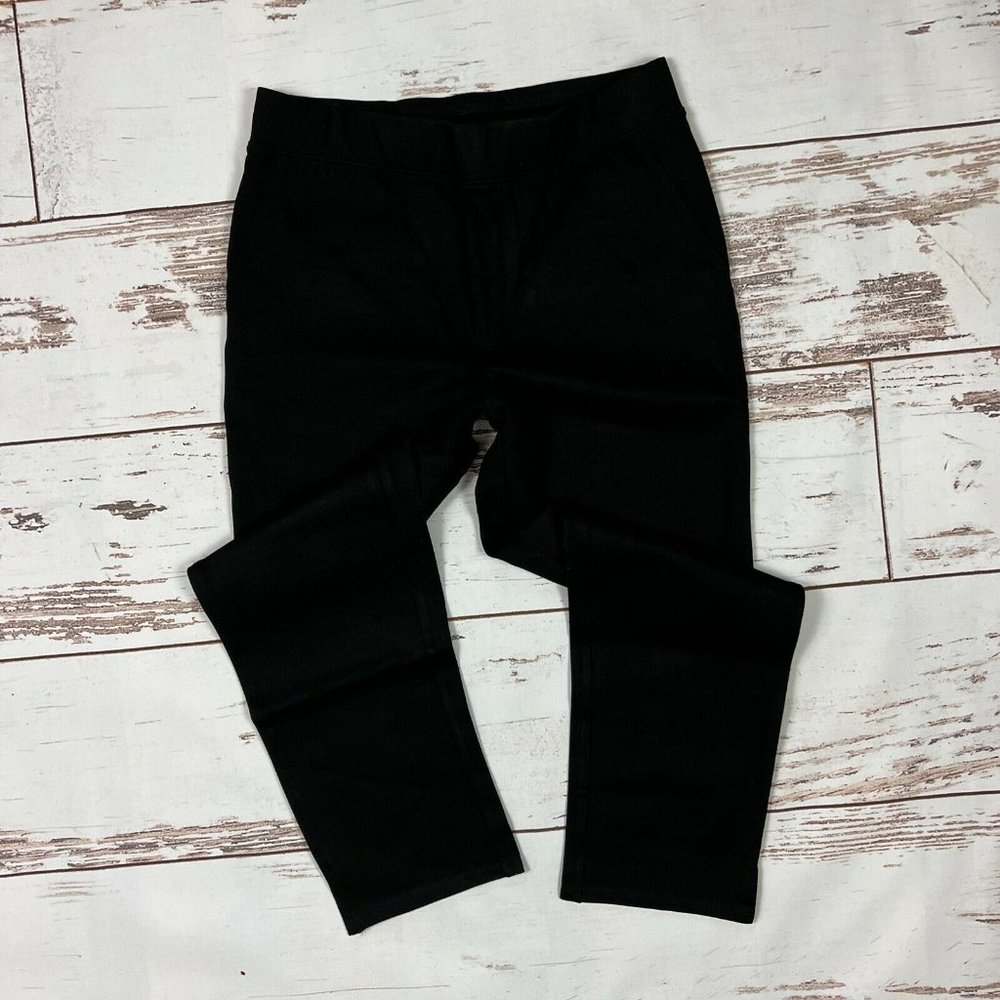H by Halston Ultra Knit Slim-Leg Crop Pants Size 2 Side Slits Pull On A352527